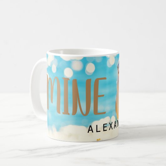 Beach Blue Seagull Personalisiert Kaffeetasse (Vorderseite Links)