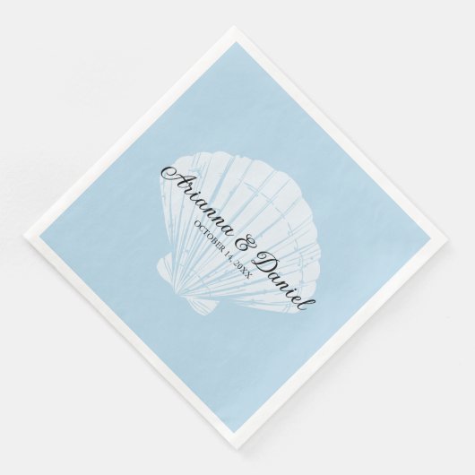 Beach Blue Seashell Wedding Napkins Serviette (Ecke)
