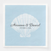 Beach Blue Seashell Wedding Napkins Serviette (Vorderseite)