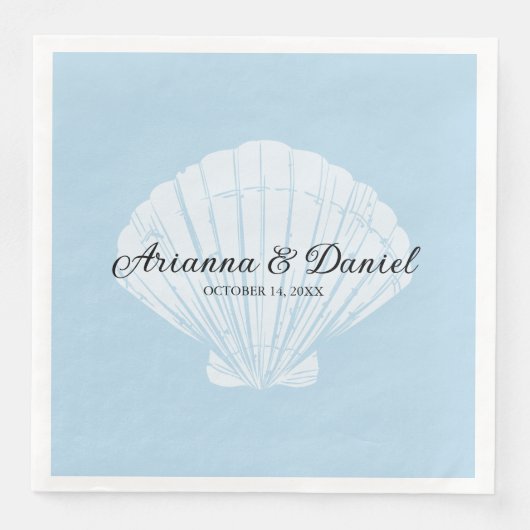 Beach Blue Seashell Wedding Napkins Serviette (Vorderseite)