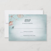 Beach Blue Seashells Watercolor Wedding RSVP Karte (Vorderseite)