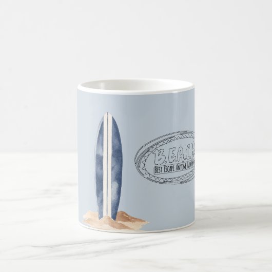 Beach Blue Surf Board Kaffeetasse (Mittel)
