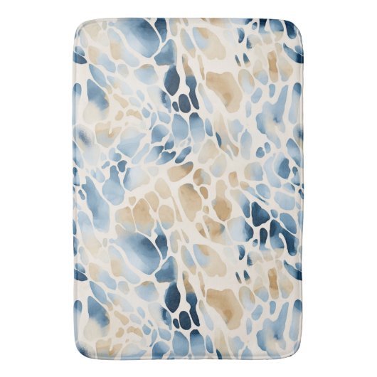 Beach Blue und Tan Wave Muster Badematte (Vorderseite Vertikal)