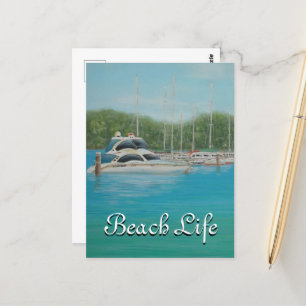 Beach Blue Water & Boote Australien Postcard Postkarte