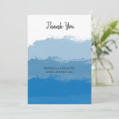 Beach Blue Watercolor Wedding Dankeschön Card Dankeskarte (Stehend Vorderseite)
