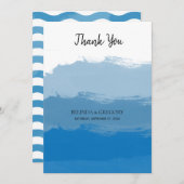 Beach Blue Watercolor Wedding Dankeschön Card Dankeskarte (Vorne/Hinten)