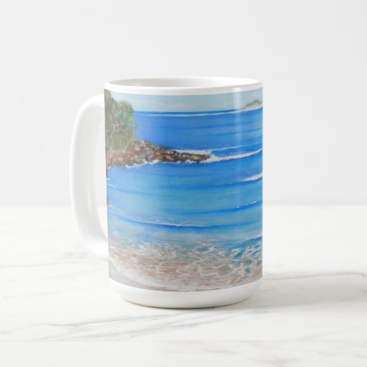 Beach Blue Waves Australisches Acrylmalerei Kaffeetasse (Vorderseite Links)
