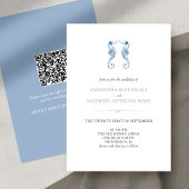 Beach Blue Wedding Einladung mit QR Code