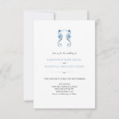 Beach Blue Wedding Einladung mit QR Code (Vorderseite)