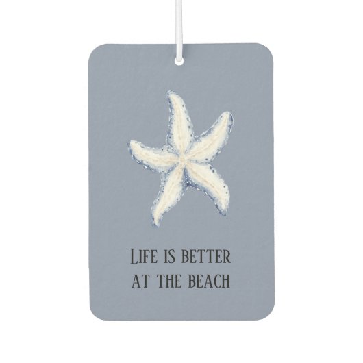 Beach Blue White Starfish Quote Autolufterfrischer (Vorderseite)