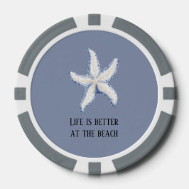 Beach Blue White Starfish Quote Pokerchips