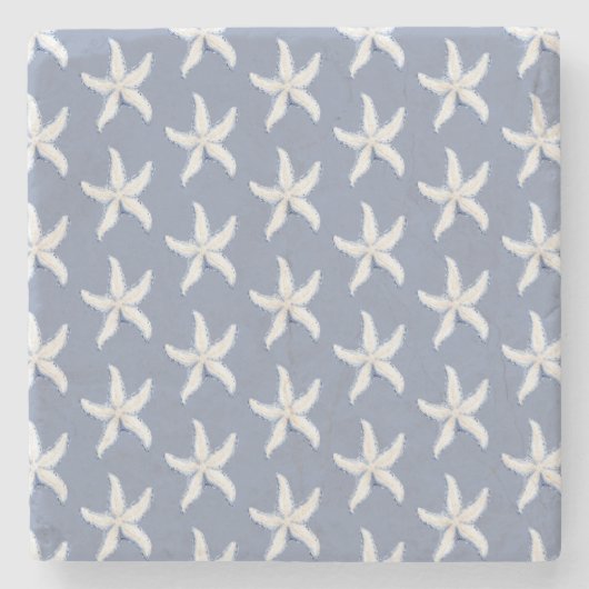 Beach Blue White Starfish Steinuntersetzer (Vorderseite)