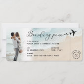 Beach Boarding Pass Hochzeit in Urlaubsort QR-Code Einladung (Vorderseite)