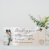 BEACH Boarding Pass Hochzeit in Urlaubsort QR-Code Einladung (Stehend Vorderseite)