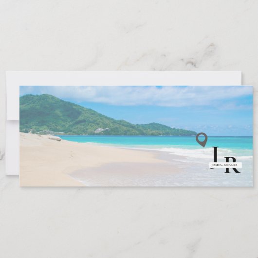 Beach Boarding Pass Hochzeit speichern Sie das Dat Einladung (Rückseite)