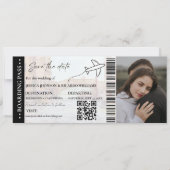 Beach Boarding Pass Hochzeit speichern Sie das Dat Einladung (Vorderseite)