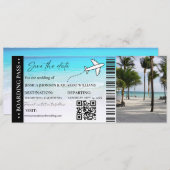 Beach Boarding Pass Hochzeit speichern Sie das Dat Einladung (Vorne/Hinten)