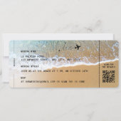 Beach Boarding Pass Wedding Destination QR code In Einladung (Rückseite)