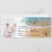Beach Boarding Pass Wedding Destination QR code In Einladung (Vorderseite)