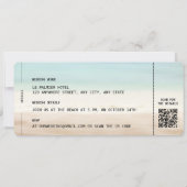 Beach Boarding Pass Wedding Invitation with QR Cod Einladung (Rückseite)