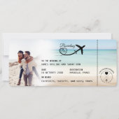 Beach Boarding Pass Wedding Invitation with QR Cod Einladung (Vorderseite)
