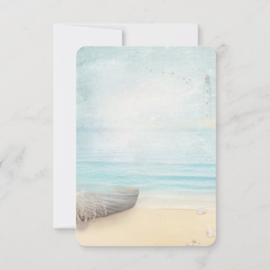 Beach Boat Lighthouse Empfang Einladung (Rückseite)