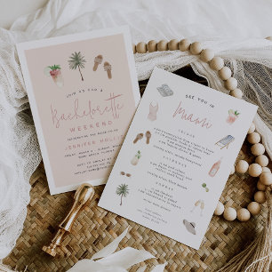 Beach Boho Bachelorette Wochenende Ausflug Einladung