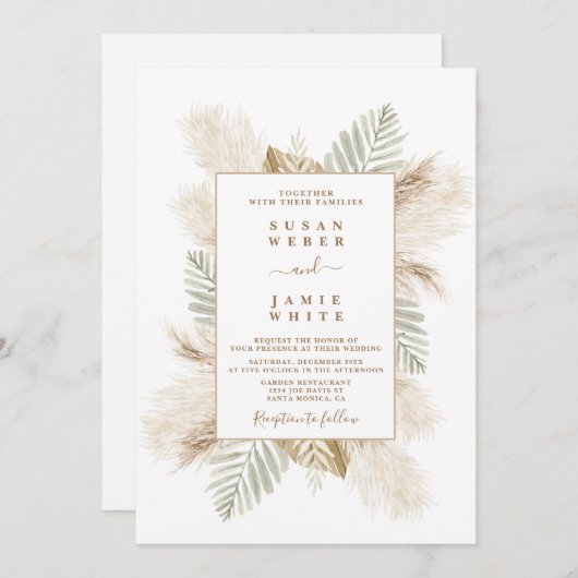 Beach Boho Hochzeit Einladung (Vorne/Hinten)