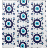 Beach Boho Mediterrane Blaue Eye Muster Duschvorhang (Vorderseite)