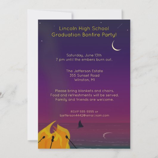 Beach-Bonfire-Ansammlung Einladung (Vorderseite)