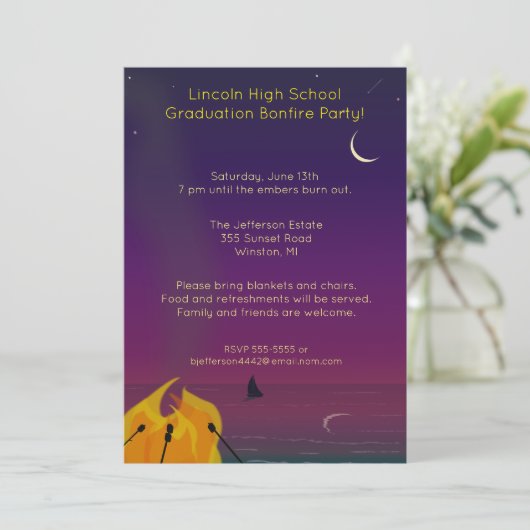 Beach-Bonfire-Ansammlung Einladung (Stehend Vorderseite)
