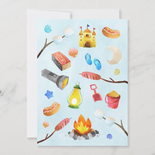Beach Bonfire Geburtstagsparty Einladung (Rückseite)