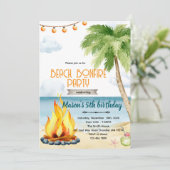 Beach bonfire party theme invitation einladung (Stehend Vorderseite)