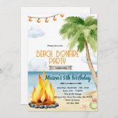 Beach bonfire party theme invitation einladung (Vorne/Hinten)