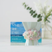 Beach Bouquet Save the Date Postcard Postkarte (Stehend Vorderseite)
