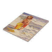 Beach Boy Kind in Ozeanwellen Fliese (Seite)