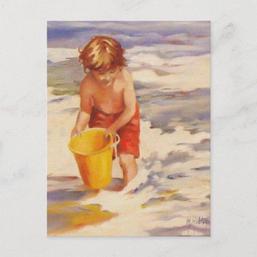 Beach Boy Kind in Ozeanwellen Postkarte (Vorderseite)
