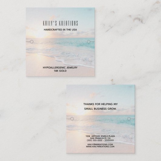 Beach Bracelet Display Juwelierhalter Quadratische Visitenkarte (Vorne/Hinten)