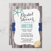 Beach Brautparty Aquamarin Starfish Rustikales Hol Einladung (Vorne/Hinten)