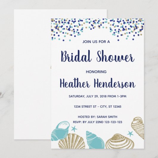 Beach Brautparty Einladung (Vorne/Hinten)