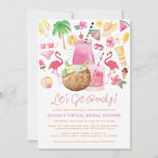 Beach Brautparty Einladung (Vorderseite)