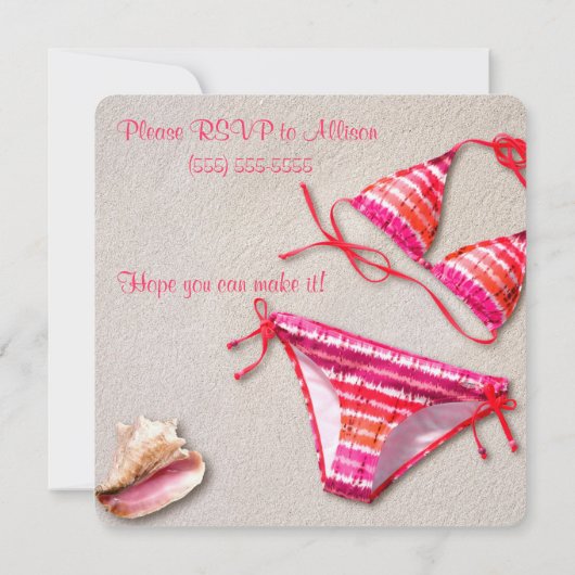 Beach Brautparty mit Bikini Einladungen (Rückseite)