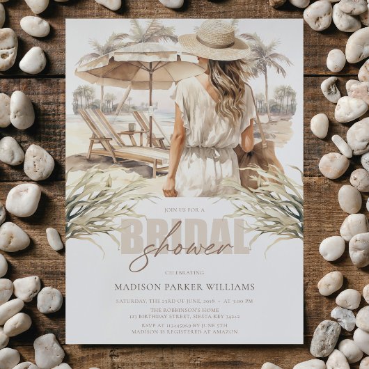 Beach Brautparty Pastell Wasserfarbe Einladung