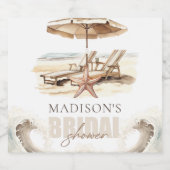 Beach Brautparty Personalisiert Pastell Schaumweinetikett (Einzelnes Label)