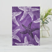Beach Brautparty Starfish Lila Einladung (Stehend Vorderseite)