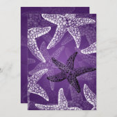Beach Brautparty Starfish Lila Einladung (Vorne/Hinten)