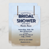 Beach Brautparty White Wood Sign Einladung (Vorne/Hinten)