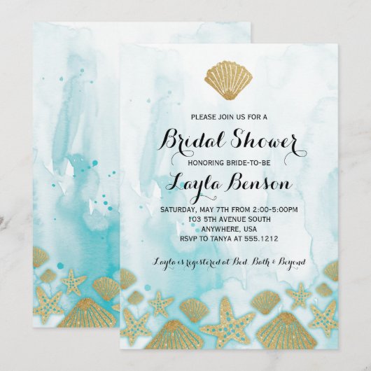 Beach Bridal Dusche Einladung (Vorne/Hinten)