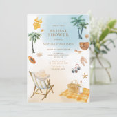 Beach Bridal Dusche Einladung (Stehend Vorderseite)