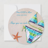 Beach Bridal Dusche Einladungen Blue Bikini (Rückseite)